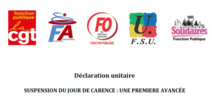Suspension du jour de carence: Une première avancée  21/03/20
