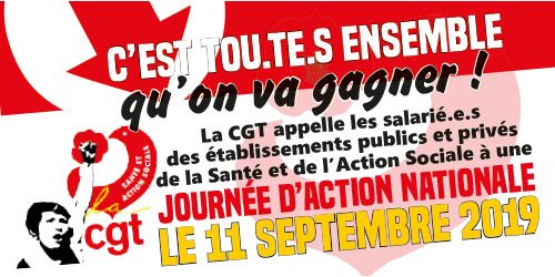 Pour des moyens à la hauteur de la santé.Ensemble à Paris le 11 septembre !  19/08/19 