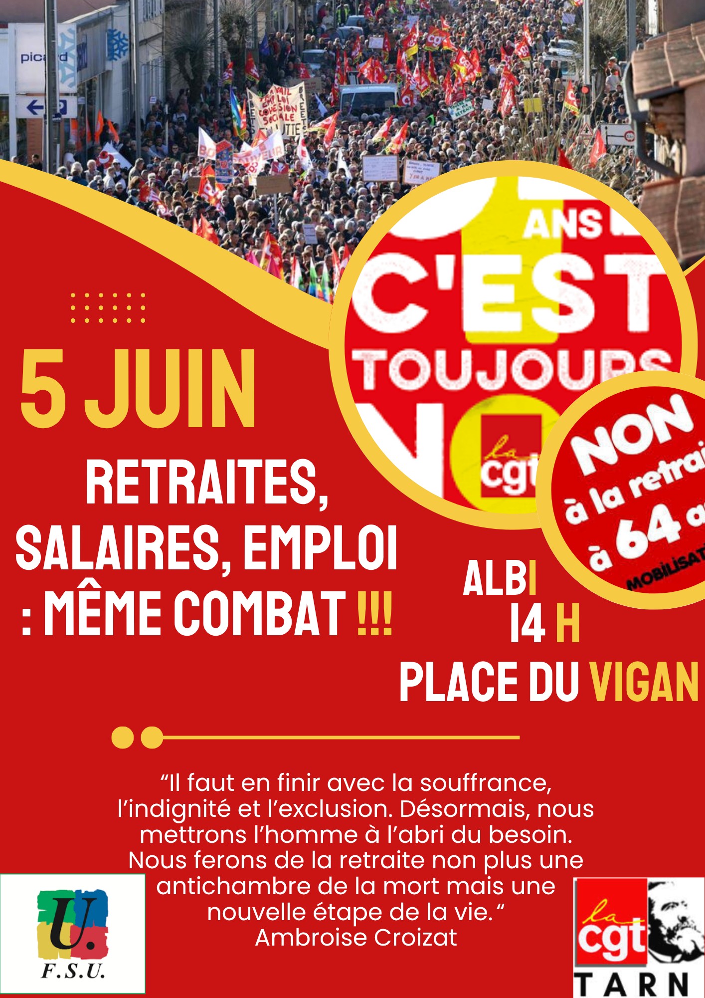 Retraites, salaires, emplois: faisons nous entendre !  30/05/25