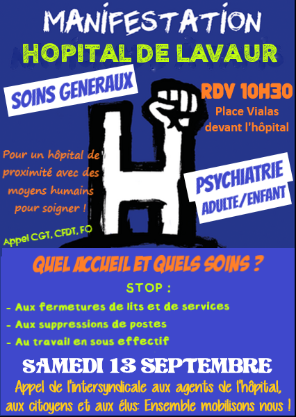 Quel accueil et quels soins au CH Lavaur ? Manifestation le 13 septembre   15/08/25