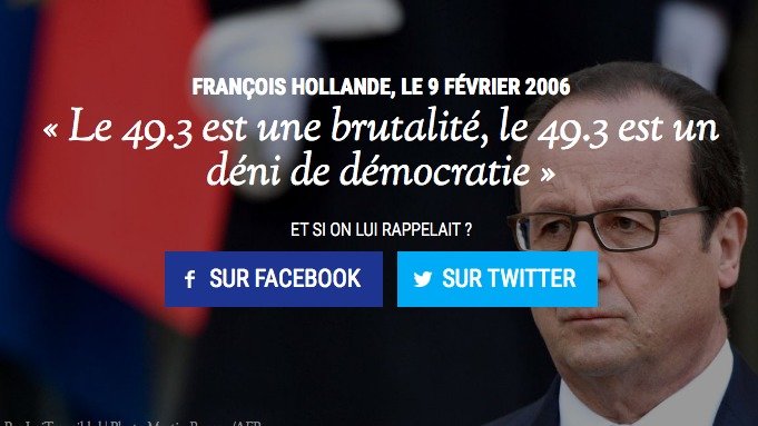 URGENT : François Hollande, renoncez au 49.3 !  http://49-3.fr #onsensouviendra  12/05/16