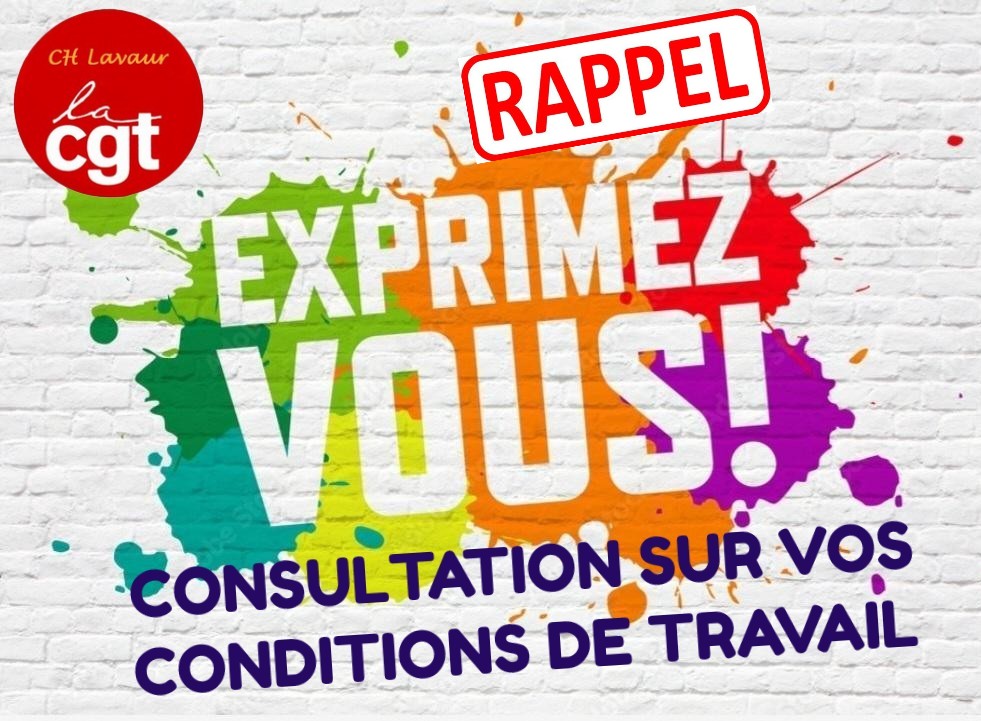 Rappel ! Vos conditions de travail: la CGT du CH Lavaur vous consulte 3/09/26